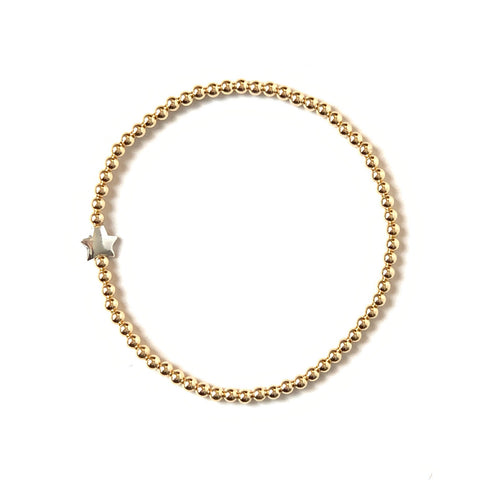 Solid Design Studios Sterling Silver Star & 14k Gold–Filled Stretch Bracelet