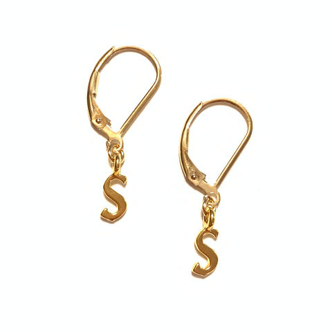 Initial Earrings – S – Gold Vermeil
