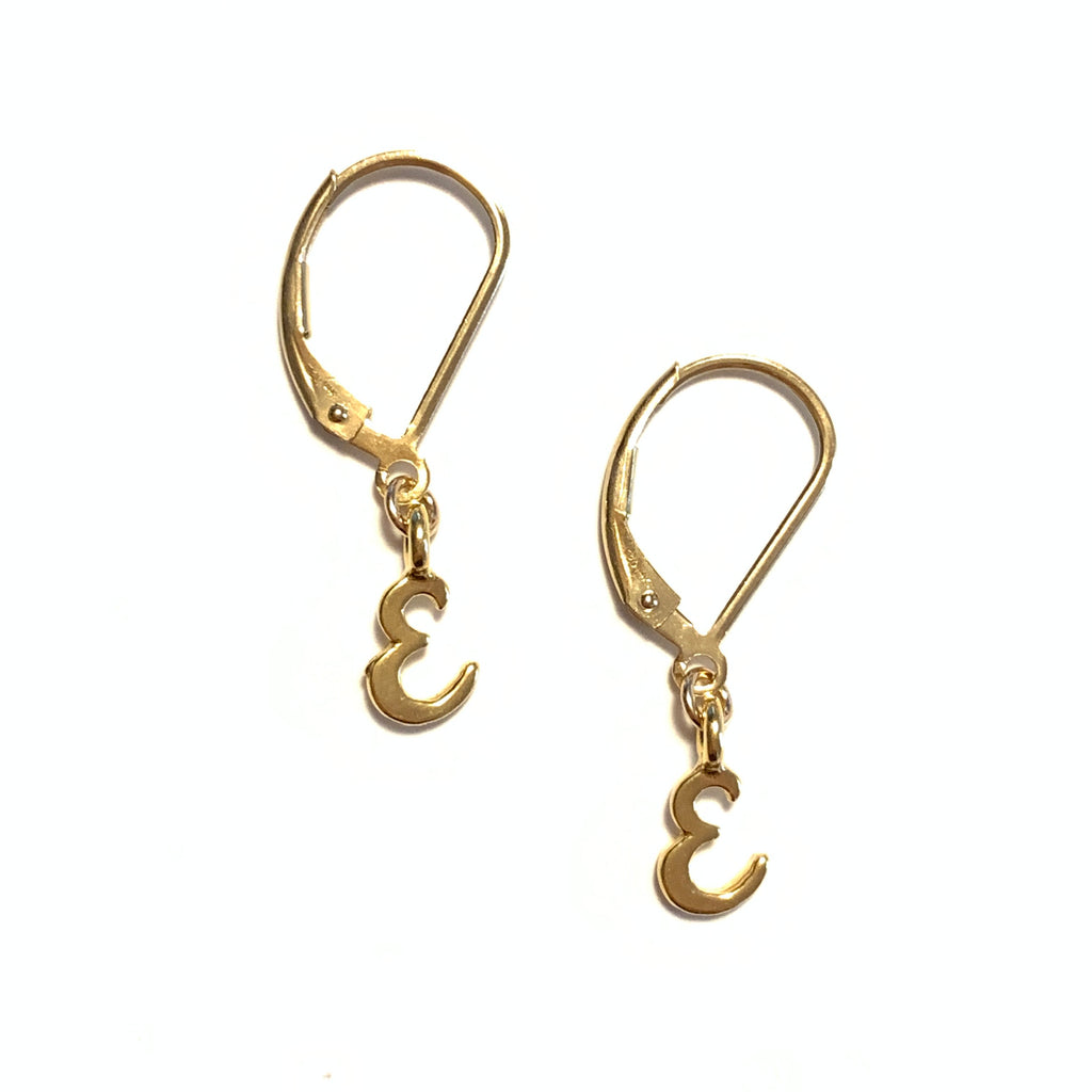 Initial Earrings – E – Gold Vermeil