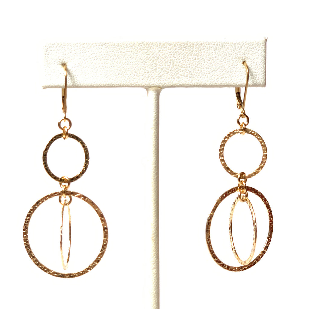 Solid Design Studios 14k Gold-Filled Hammered Circle Kinetic Double Drop Earrings