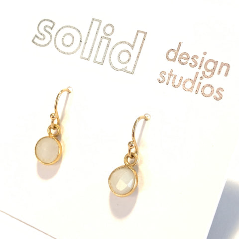Solid Design Studios Tiny Rainbow Moonstone & Gold Vermeil Bezeled Earrings