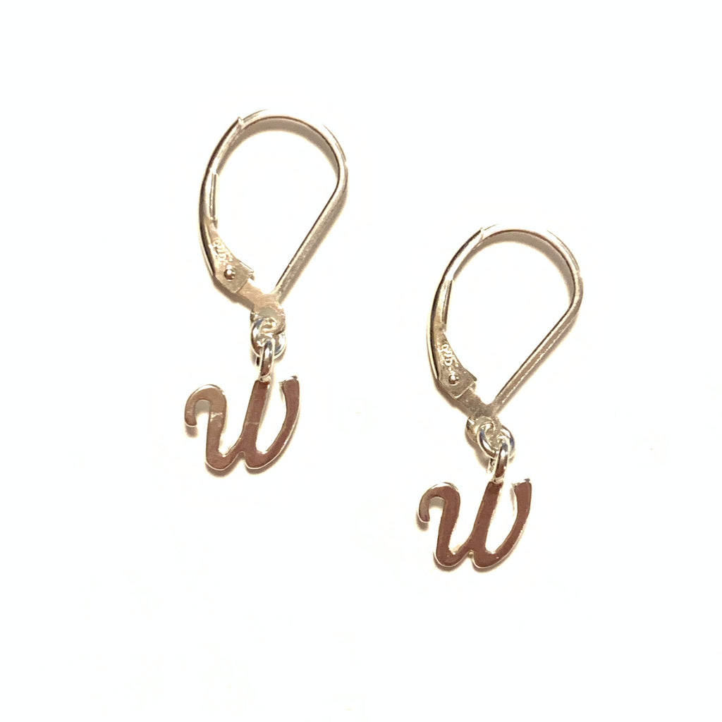 Solid Design Studios Initial Earrings – W – Sterling Silver
