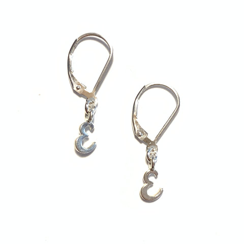Initial Earrings – E – Sterling Silver