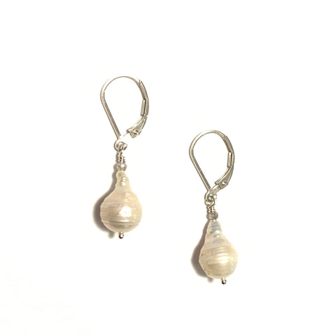 Solid Design Studios Small Ringed Baroque Pearl Earrings With Labradorite on Sterling Silver