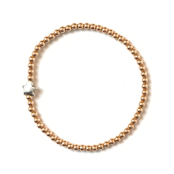 Solid Design Studios Sterling Silver Star & Rose Gold-Filled Stretch Bracelet