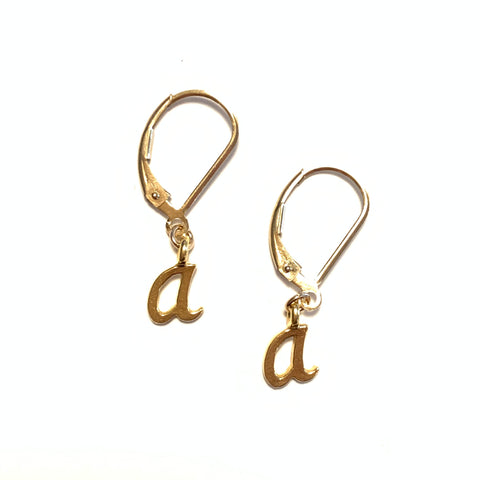 Initial Earrings – A – Gold Vermeil
