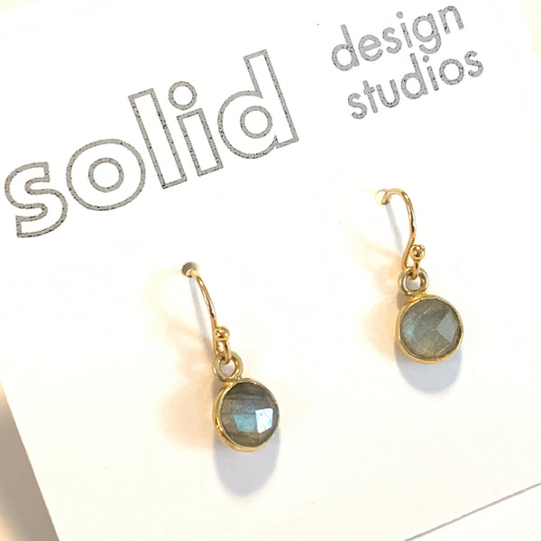 Solid Design Studios Tiny Labradorite & Gold Vermeil Bezeled Earrings