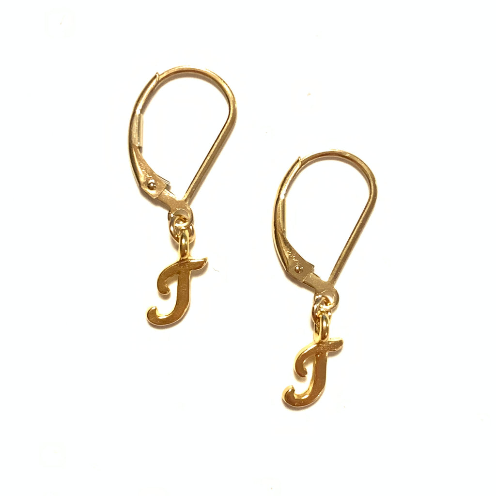 Initial Earrings – T – Gold Vermeil