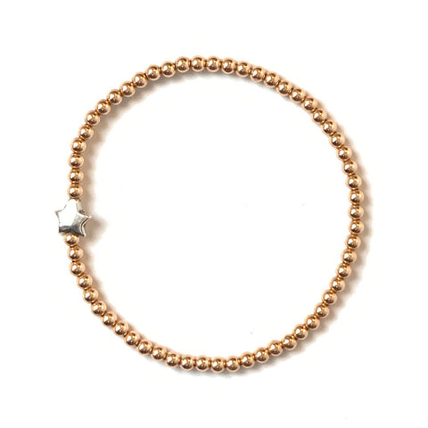 Solid Design Studios Sterling Silver Star & Rose Gold-Filled Stretch Bracelet