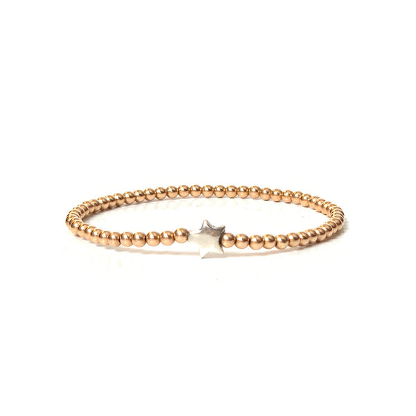 Solid Design Studios Sterling Silver Star & Rose Gold-Filled Stretch Bracelet