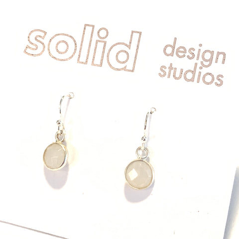Solid Design Studios Tiny Rainbow Moonstone & Sterling Silver Bezeled Earrings