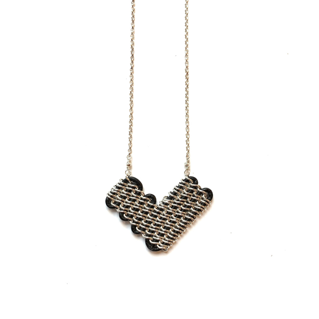 Solid Design Studios Annaway Sterling Silver & Black Leather Heart-Shaped Pendant Necklace