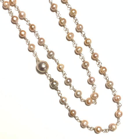 Solid Design Studios Peach Baroque Pearl, Ultra Baroque Pearl & Sterling Silver Infinity Necklace
