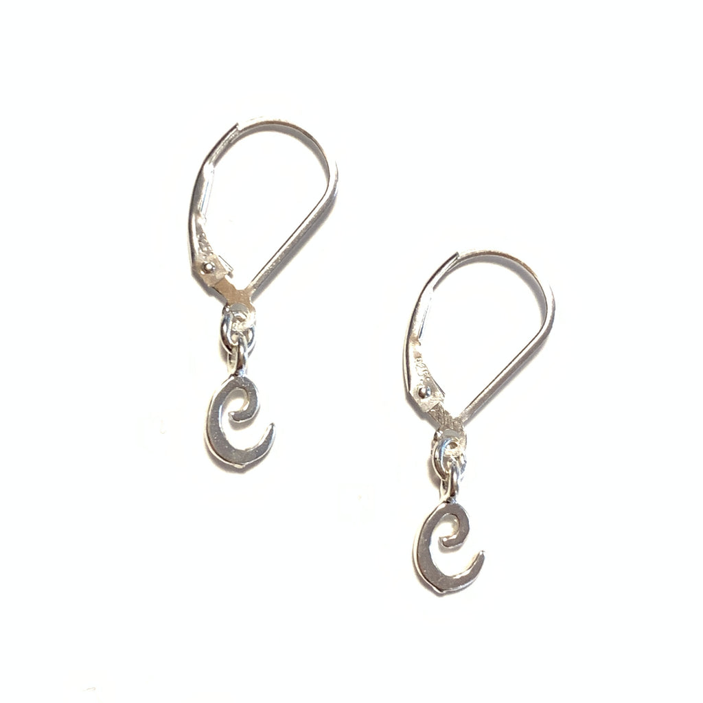 Initial Earrings – C – Sterling Silver