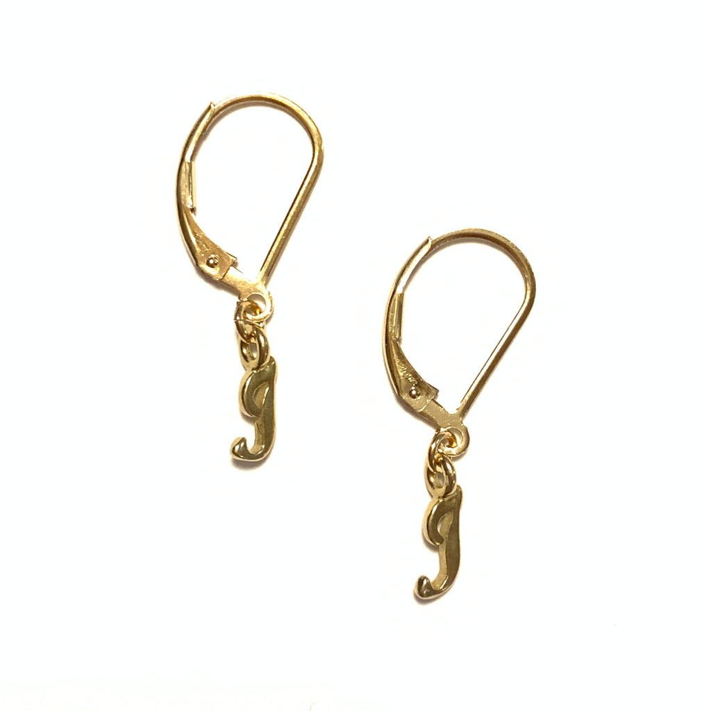 Solid Design Studios Initial Earrings – I – Gold Vermeil