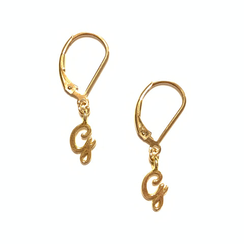 Solid Design Studios Initial Earrings – G – Gold Vermeil