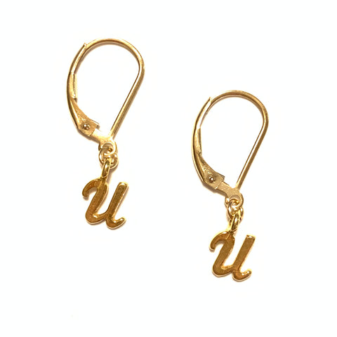 Solid Design Studios Initial Earrings – U – Gold Vermeil