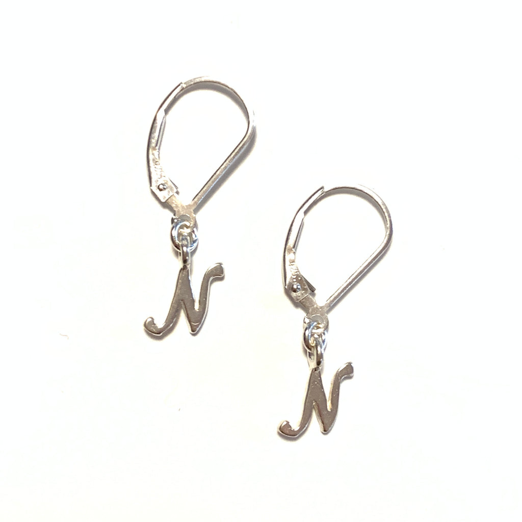 Initial Earrings – N – Sterling Silver