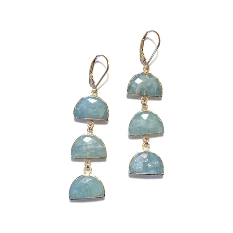 Solid Design Studios Aquamarine & Gold-Filled Triple Half Moon Earrings